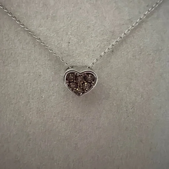 Zales champagne diamond Heart Pendant Necklace - Picture 4 of 6